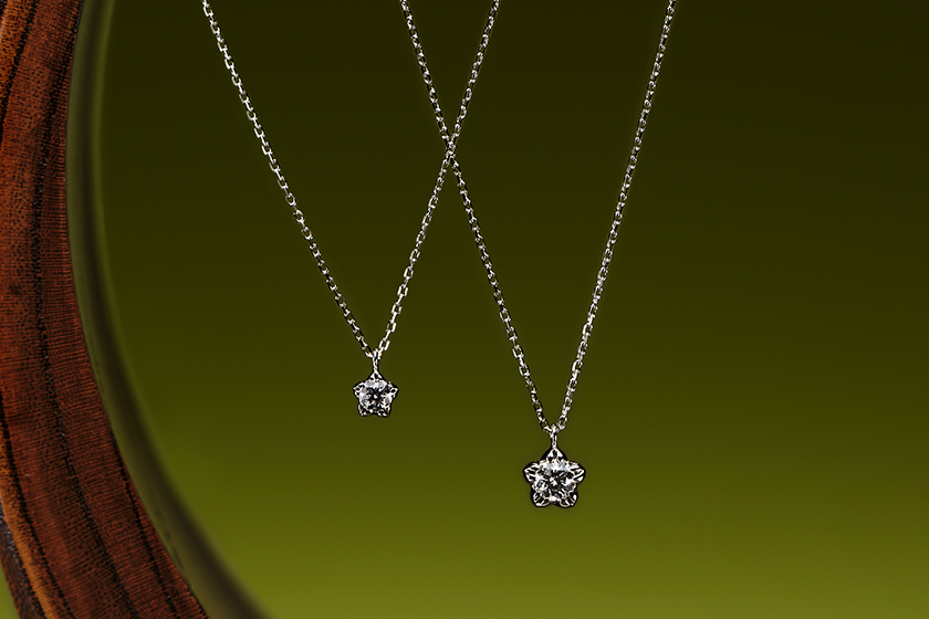 婚約ペンダント作品：桜0.1ct、0.2ct