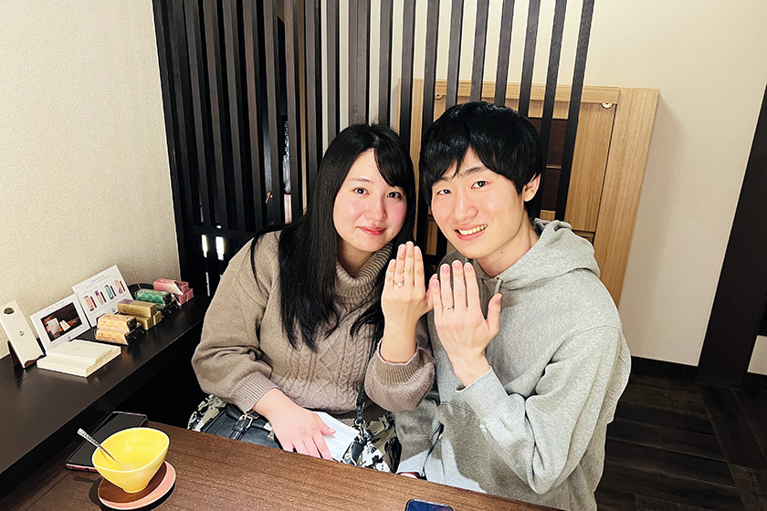 大阪市阿倍野区の俊介様・明日香様┃婚約指輪・結婚指輪